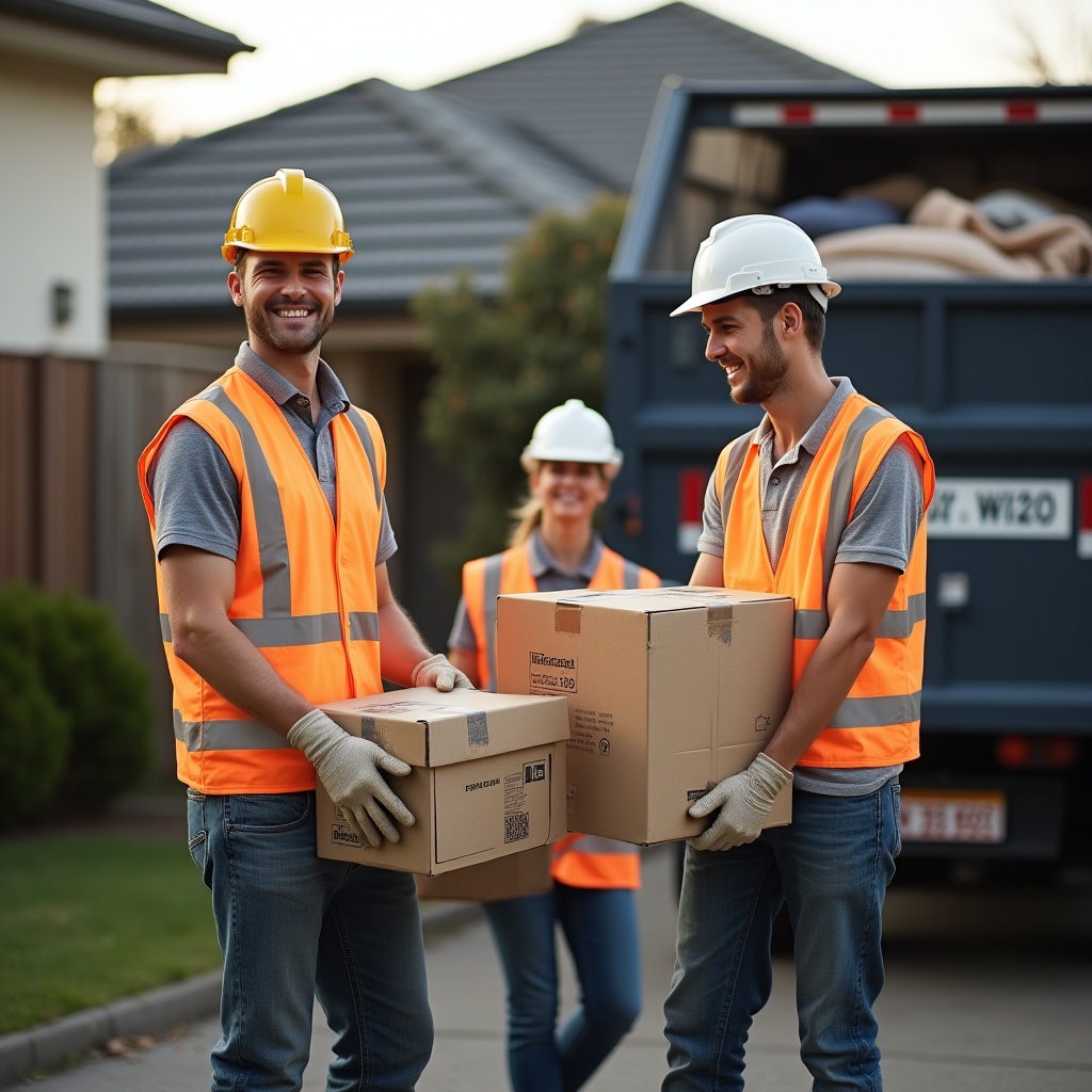 Respectful rubbish removal worker assisting with estate cleanout in Melbourne