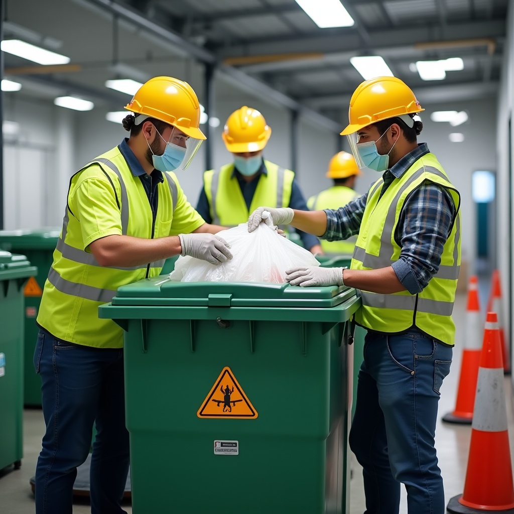 A team of professional rubbish removal workers in Melbourne wearing uniforms and safety gear, ready to remove junk and dispose of it responsibly.