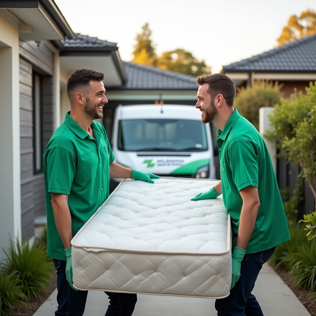 Professional rubbish removal workers clearing residential waste in Melbourne