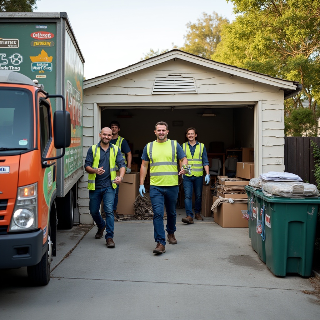 Photorealistic high-quality image of professional rubbish removal worker ready to assist in Melbourne