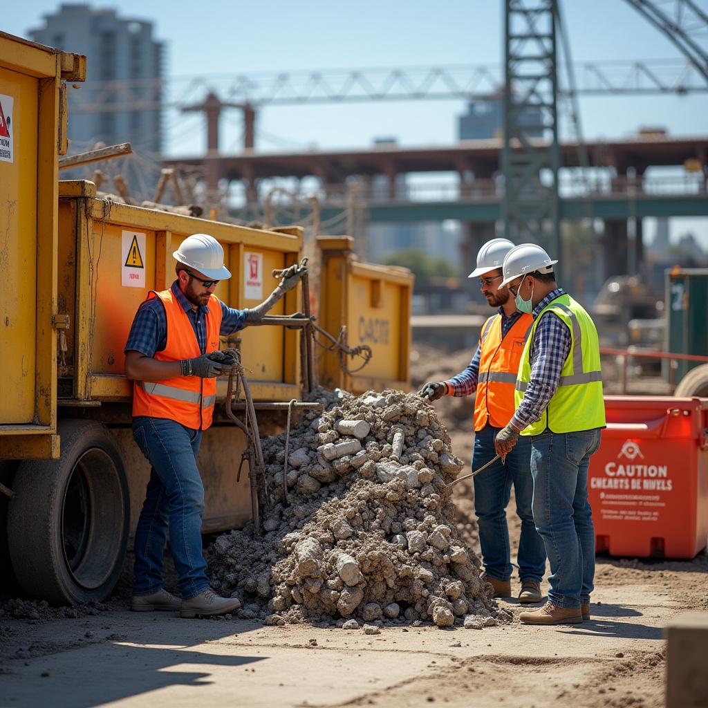 Realistic image of workers removing construction and renovation waste from a Melbourne site