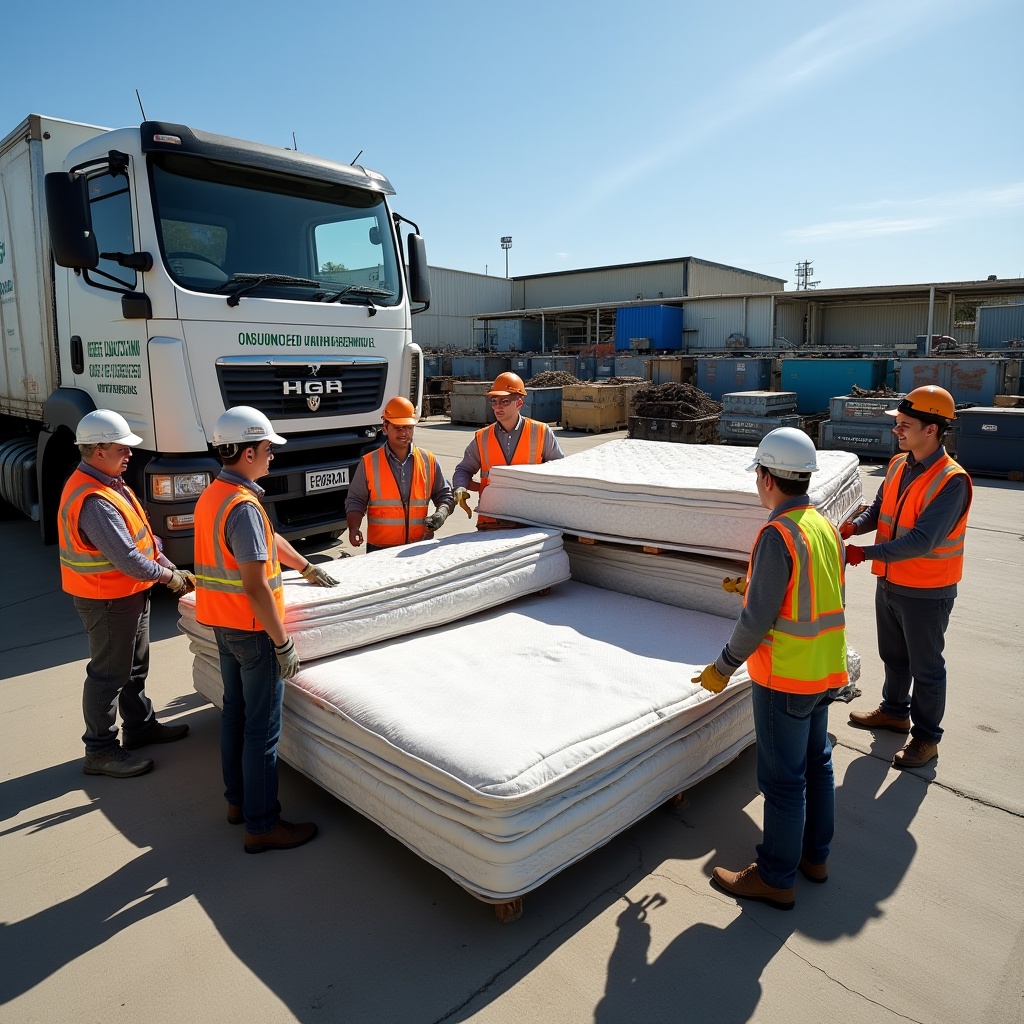 Realistic image of Melbourne rubbish removal workers clearing waste from a residential property