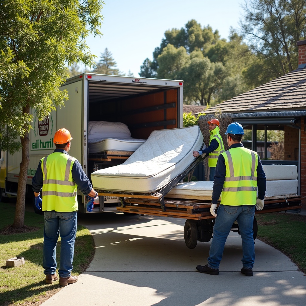 Professional rubbish removal worker in safety gear handling waste removal in Melbourne